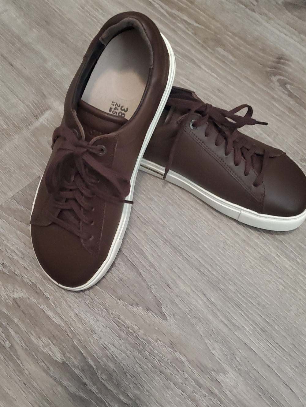Birkenstock Bend Low Roast Brown Leather Sneakers with White Sole Size 38